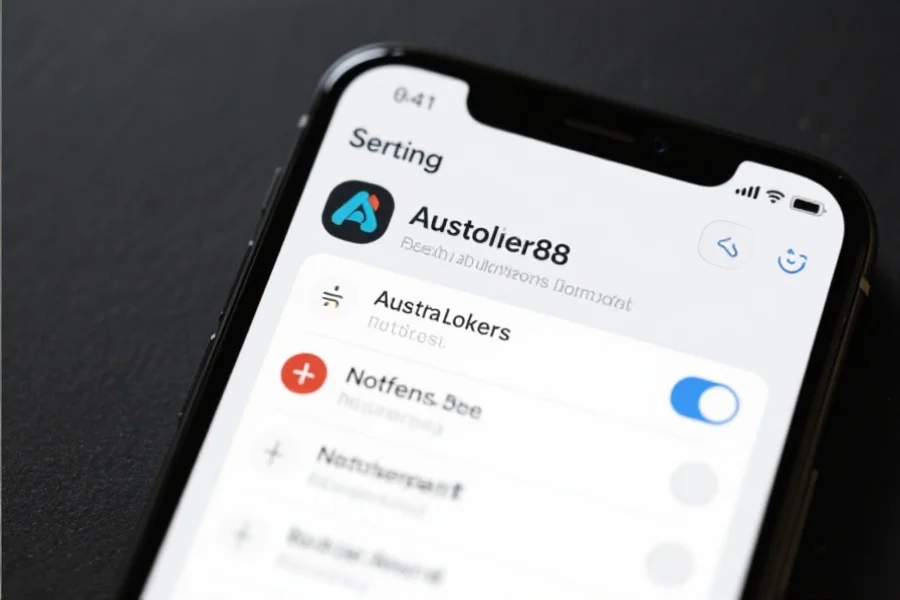 移动设备设置界面，展示澳洲幸运8应用的通知功能选项和开关